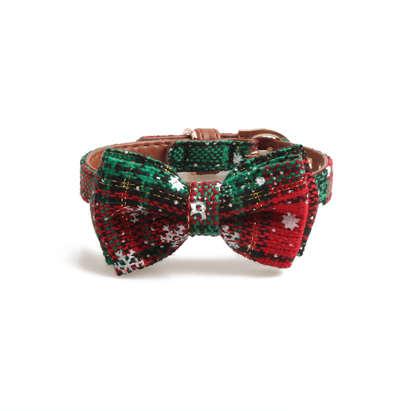 Christmas Plaid Pet Collar and Bandana Set for Festive Fun