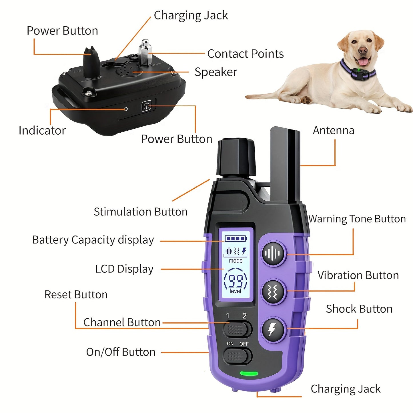 3300Ft Dog Training Collars With Remote Adjustable Strap