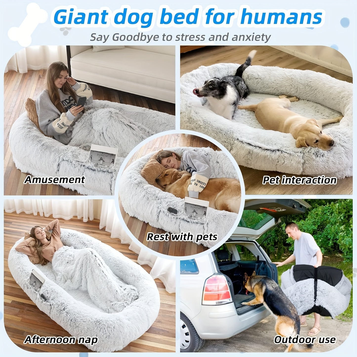 Cozy Plush Orthopedic Dog Bed with Pillow and Blanket