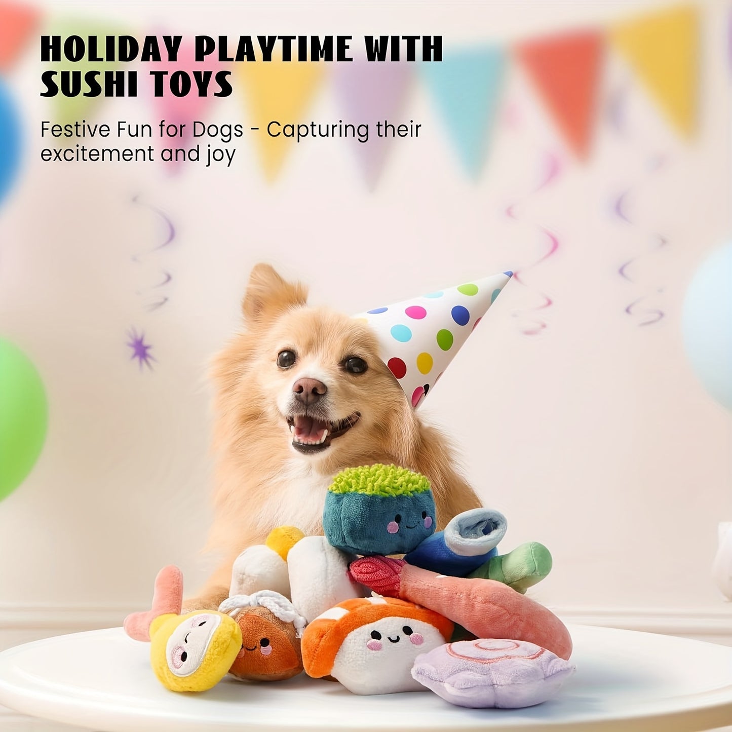 Nocciola Sushi Plush Dog Toys Set with Squeaky Chew Toys