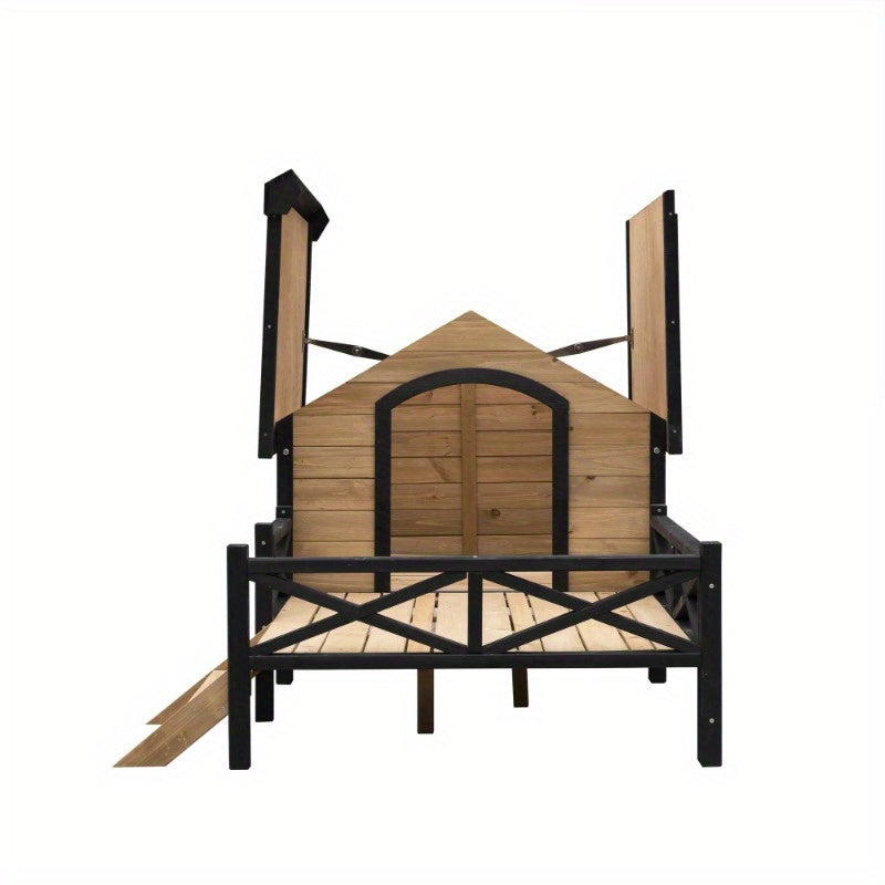 Wooden Dog Kennel with Porch for Outdoor Comfort and Style