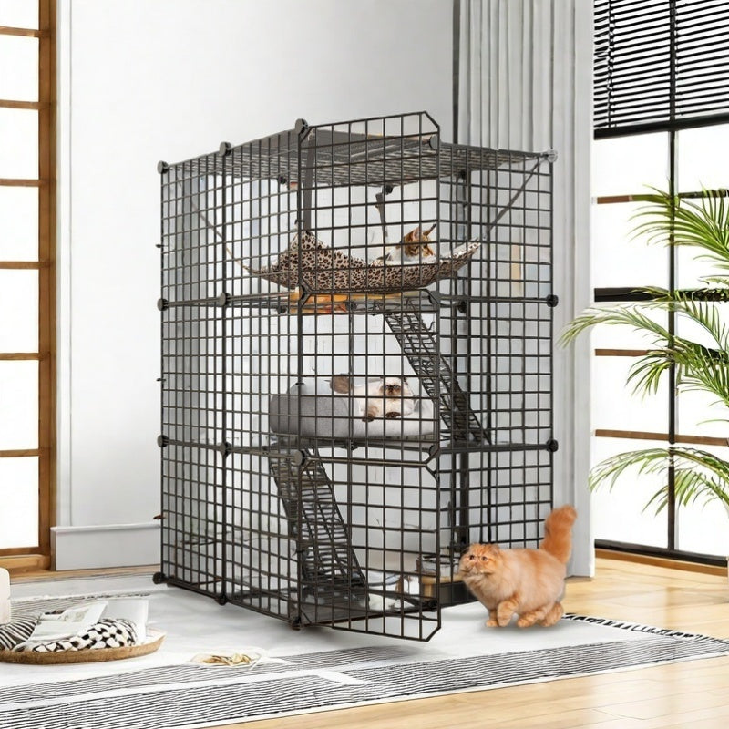 DIY Cat Enclosure with Hammock for Indoor and Outdoor Play