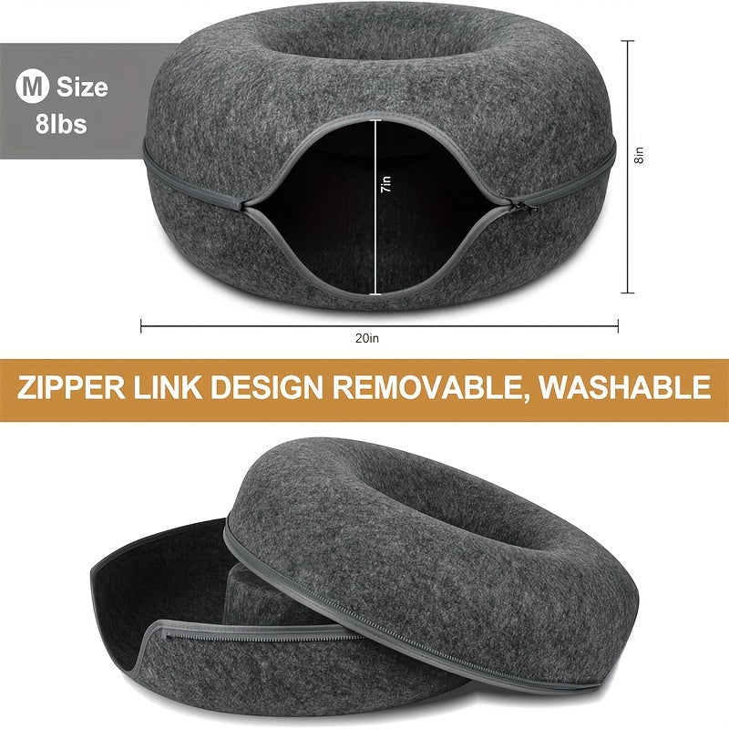 Cat Tunnel Bed And Indoor Cat Hideout Donut Cave 20-24 Inch