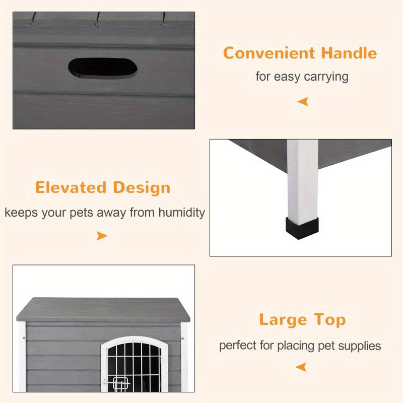 Wooden Dog Kennel with Wire Door for Outdoor Use