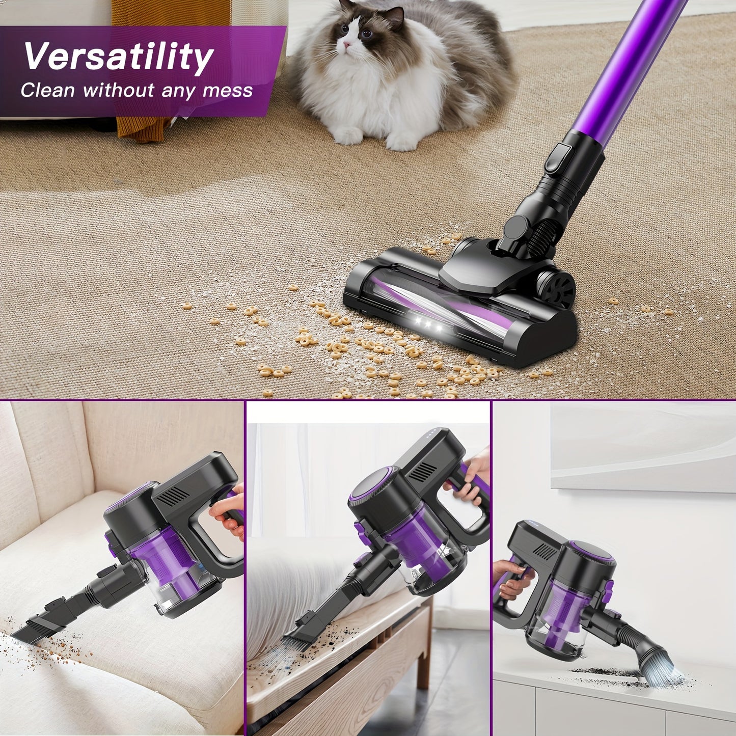 Cordless Vacuum Cleaner With LED Lights And Foldable Tube