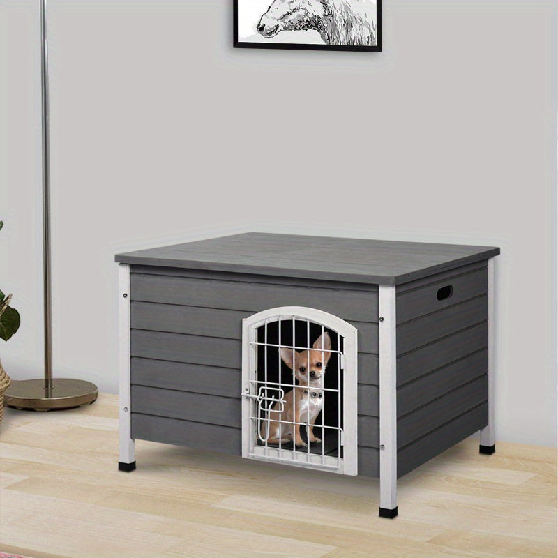 Wooden Dog Kennel with Wire Door for Outdoor Use