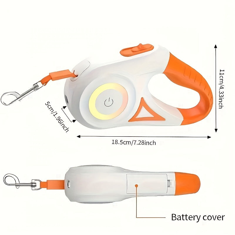 Retractable Dog Leash With RGB Lights For Night Walks