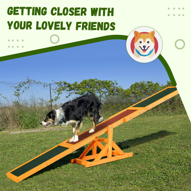 PawHut Wooden Dog Agility Seesaw Training Equipment 71"