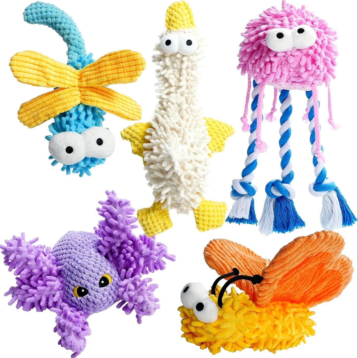 Durable Cartoon Plush Squeaky Dog Chew Toys for Playtime