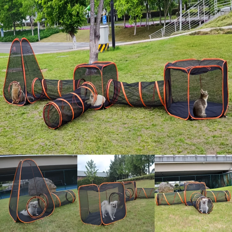 Portable Cat Enclosure 6-in-1 Outdoor Tent Mesh Playpen