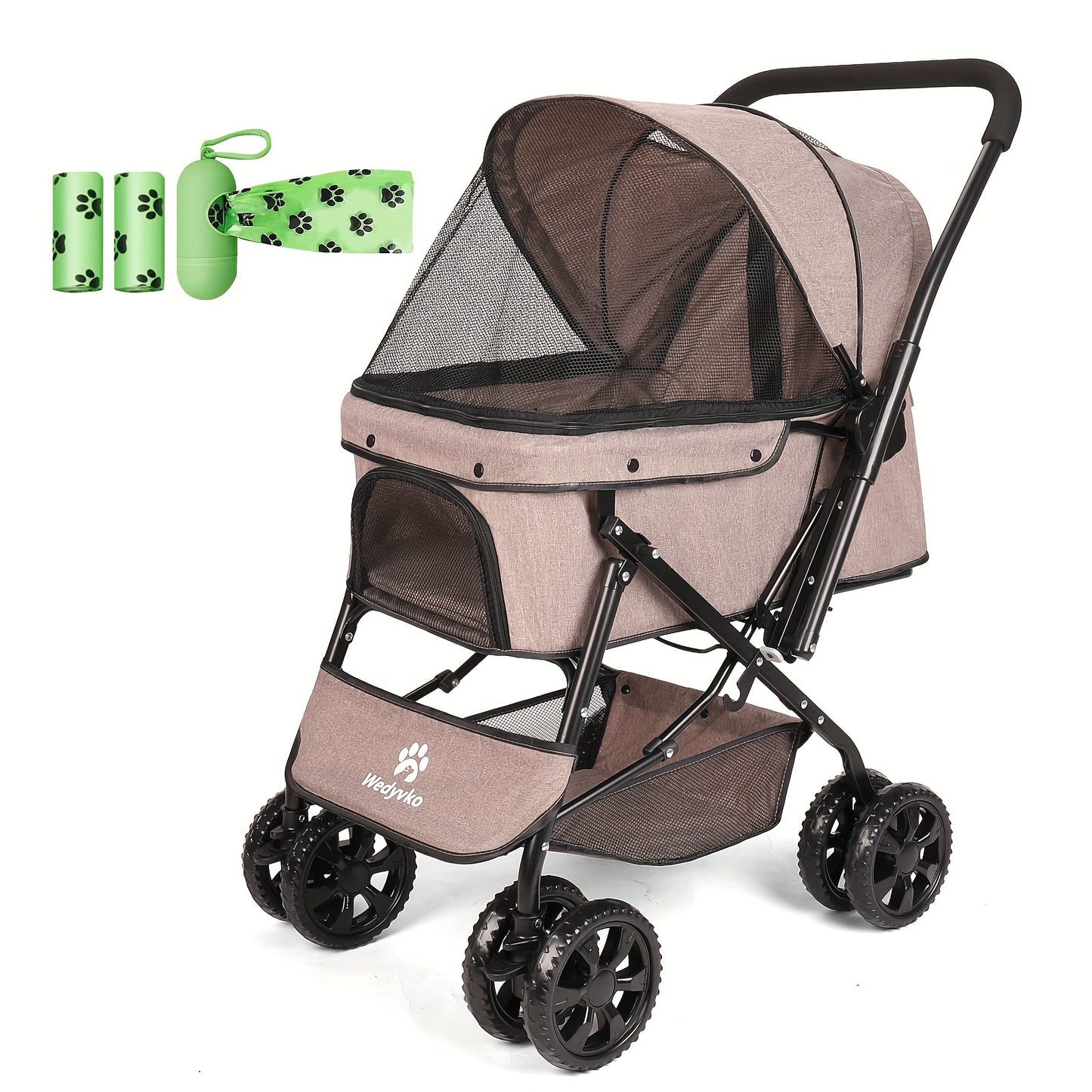 Medium-Sized 50 Pound Dog Stroller With 360 Front Wheels