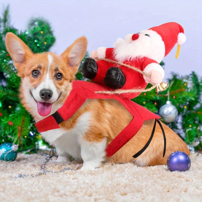 Santa Claus Sleigh Costume for Pets Perfect for Holiday Fun
