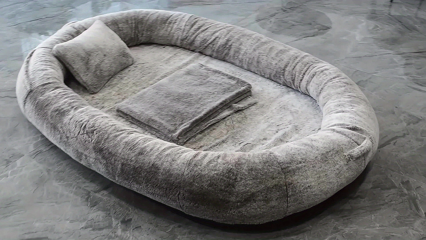 Cozy Human-Sized Dog Bed For All Breeds 71x45 Faux Fur Orthopedic Nap Bed