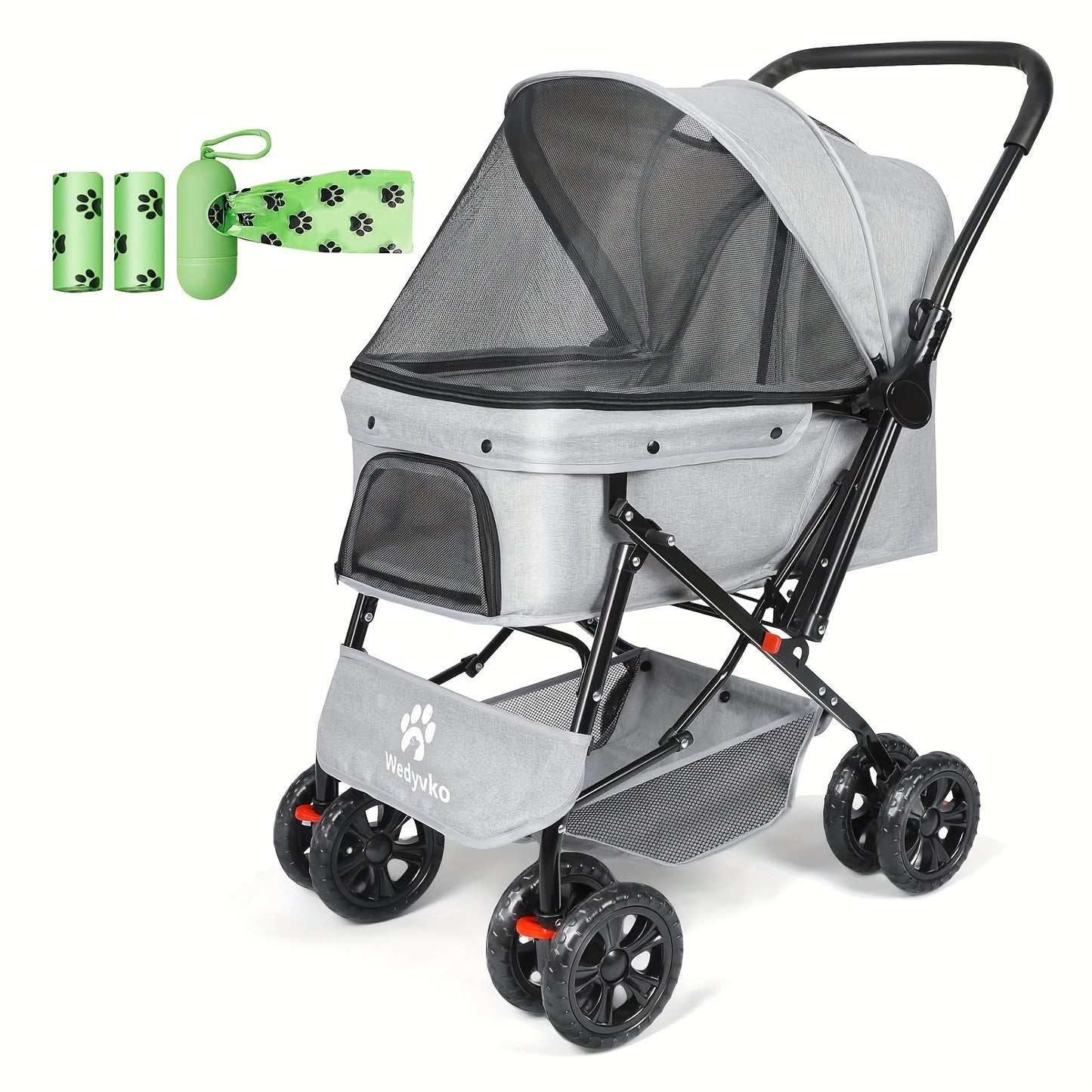 Medium-Sized 50 Pound Dog Stroller With 360 Front Wheels