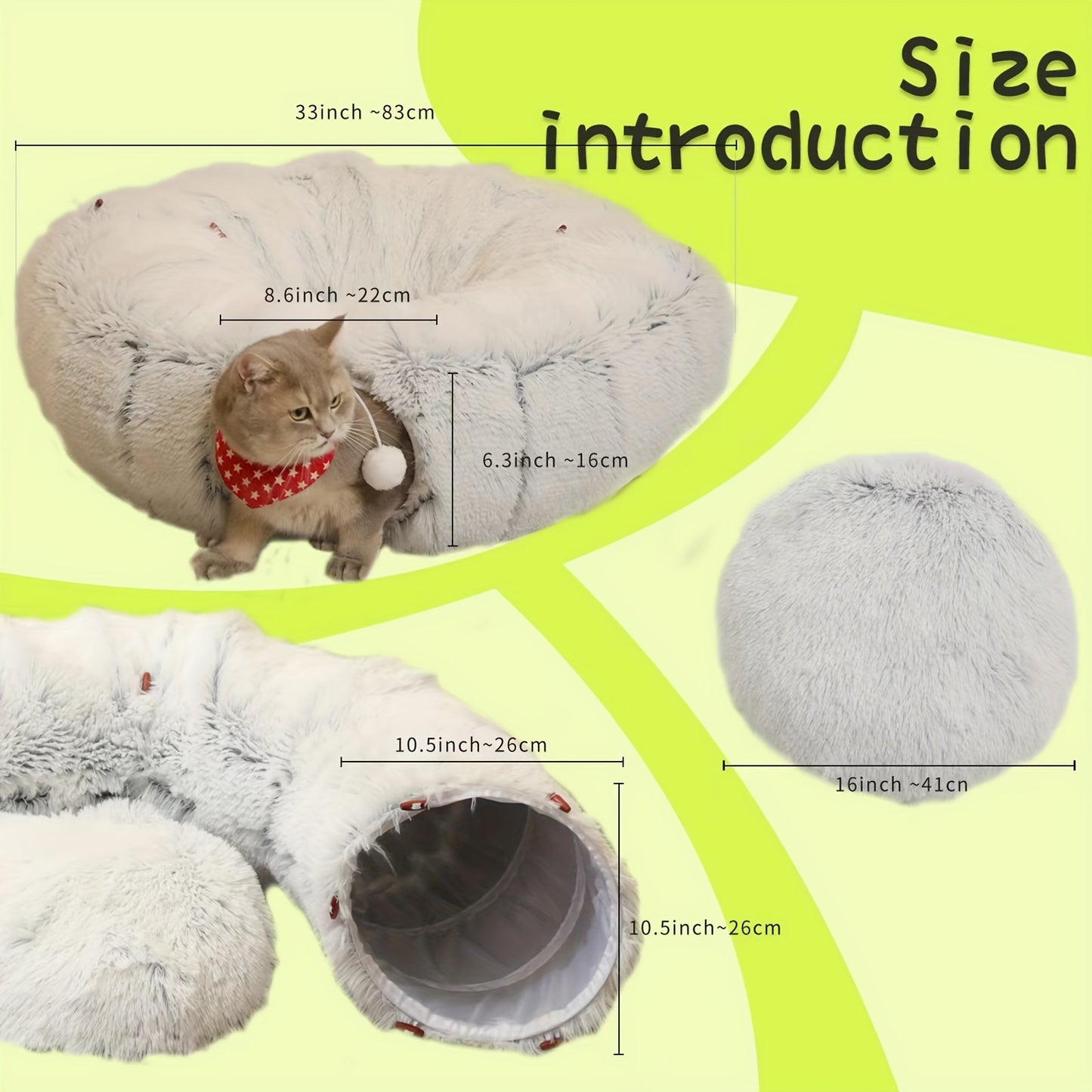 Cat Nest Pet Cat Tunnel Plush Warm Foldable Detachable Washable Multi-Functional Splicing Cat Channel