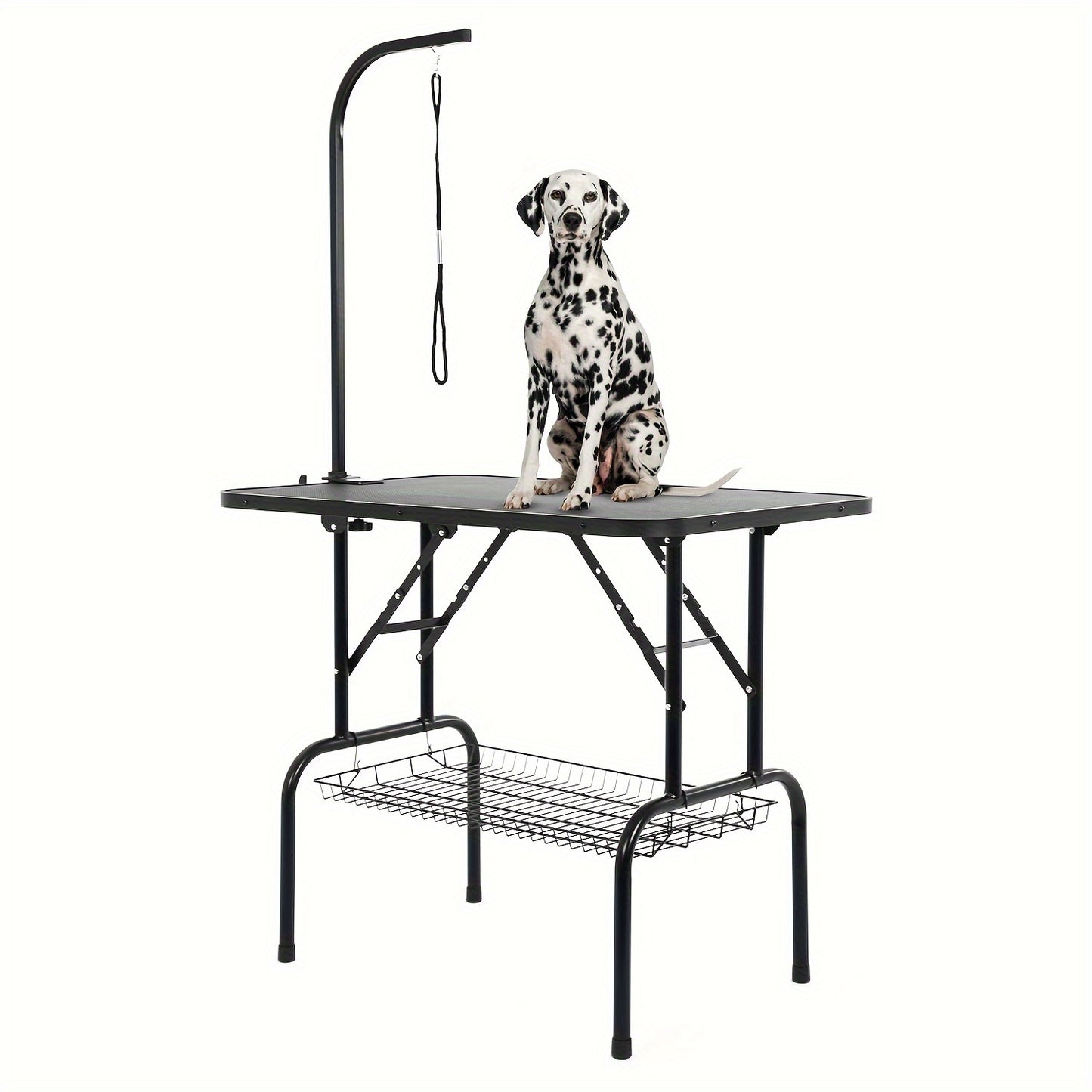 Dog Grooming Table Home Pet Bath Trimming Table Height Adjustable Foldable Portable Waterproof Rustproof Removable Ring