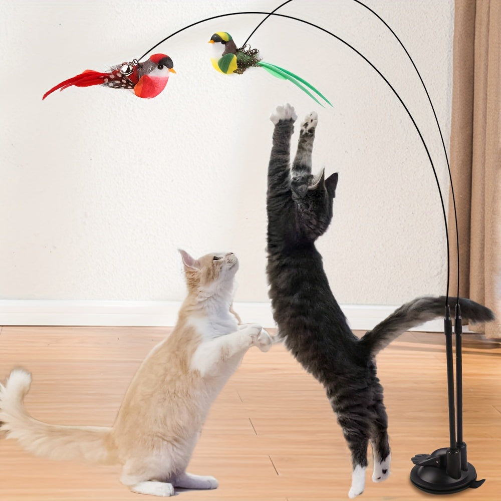 Cat Teaser Set Simulated Bird Hands-Free Cat Stick Long Rod