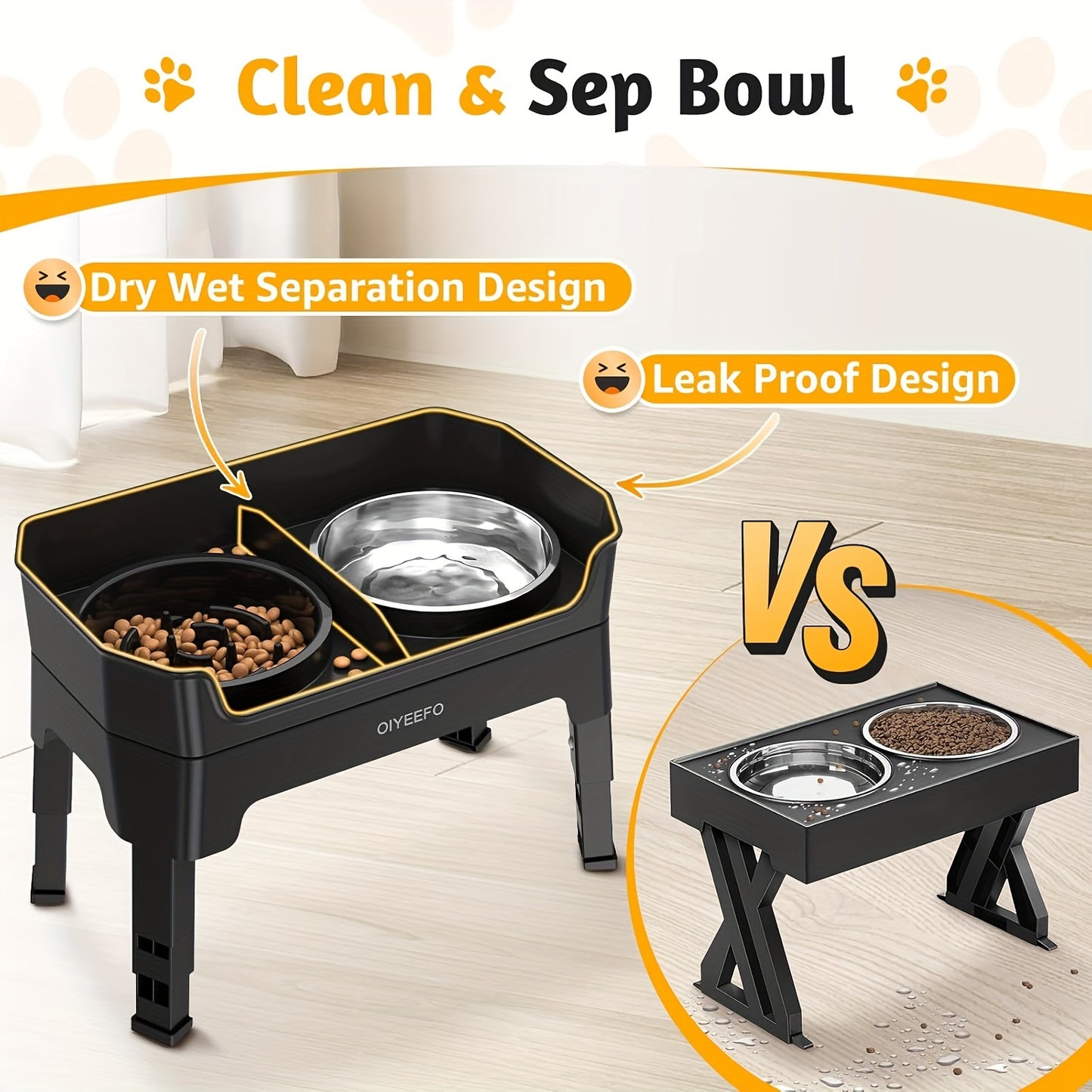 Home Relaxation Adjustable Height Elevated Dog Bowl Stand