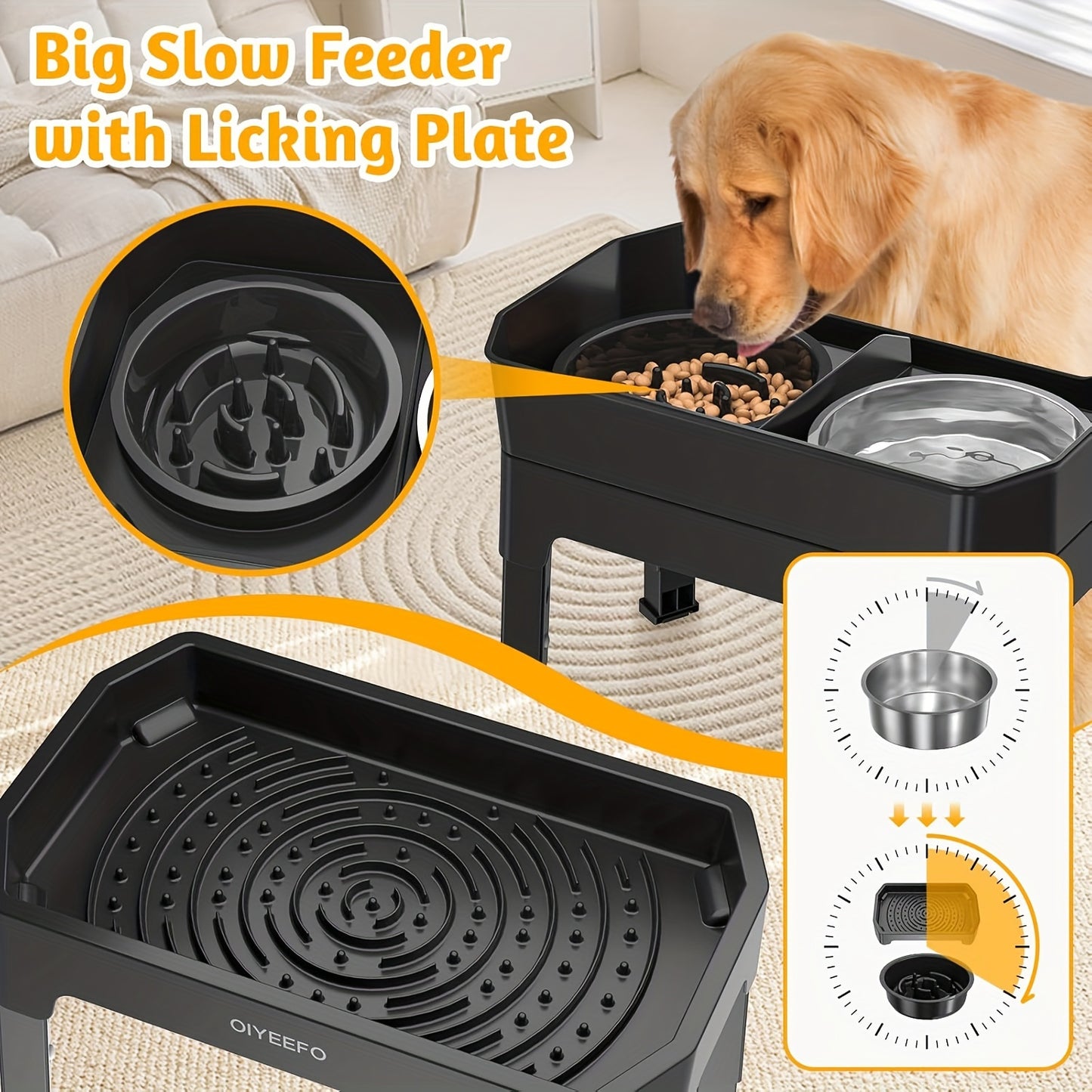Home Relaxation Adjustable Height Elevated Dog Bowl Stand