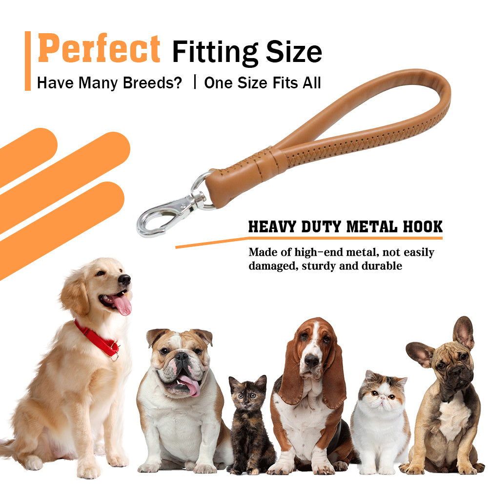Vivicreate Short Leather Dog Leash for Large Medium Dogs