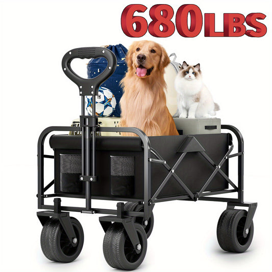 Foldable Pet Travel Trolley with All-Terrain Wheels 680LBS