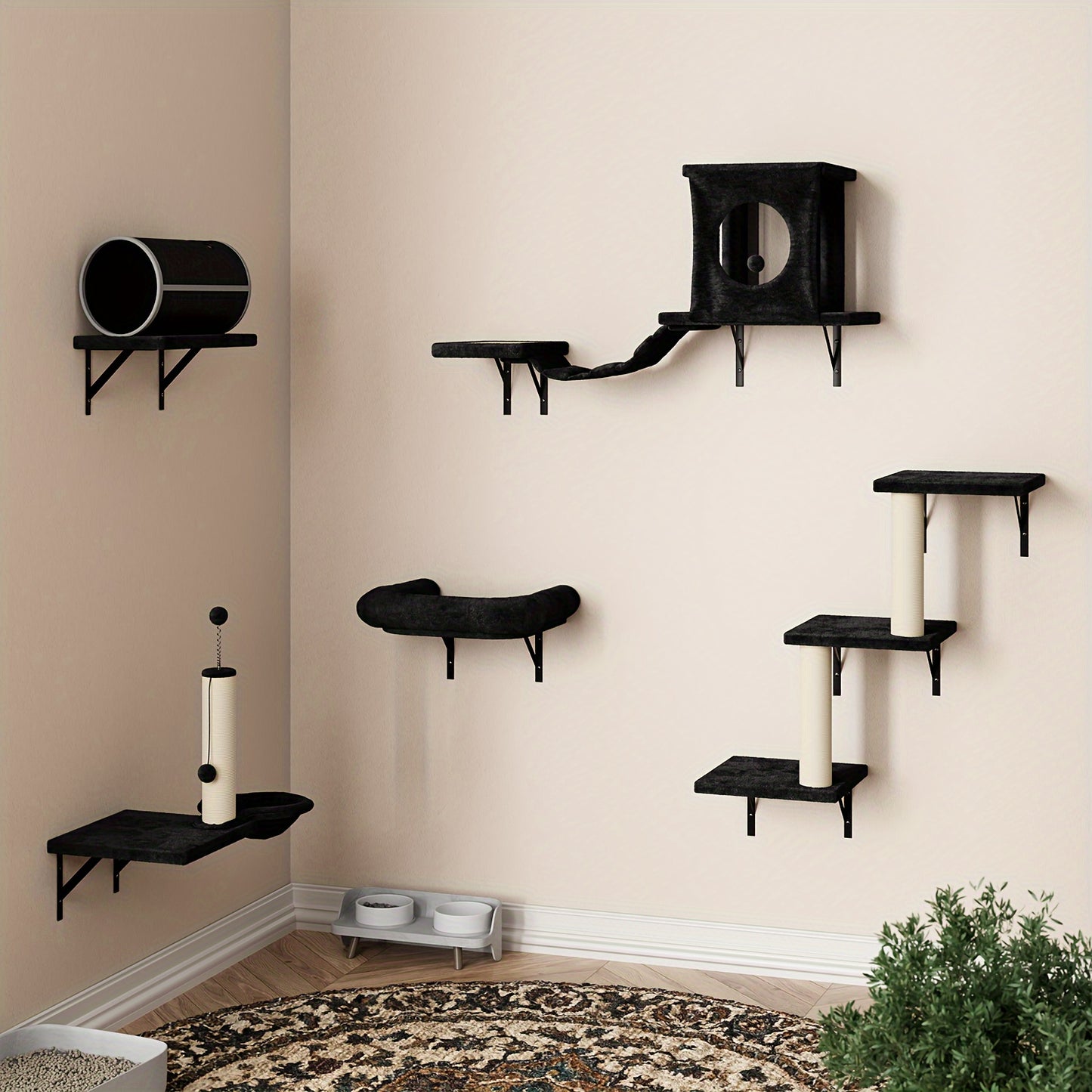 Bifanuo Luxury Wall Mounted Cat Furniture Set for Indoor Cats