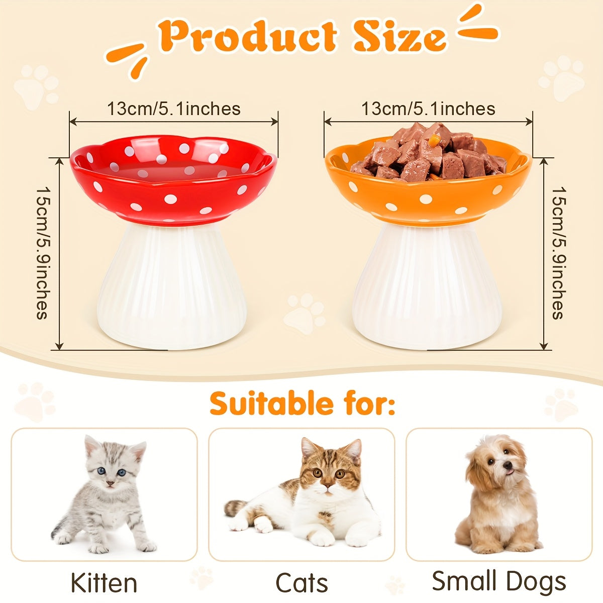 Ceramic Elevated Cat Bowls Set for Comfortable Dining Experience