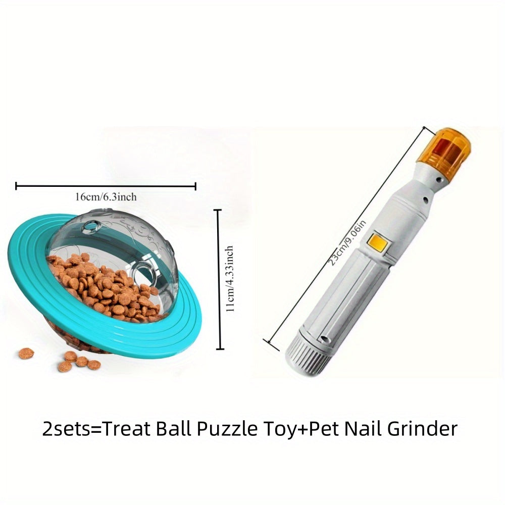 Interactive Dog Treat Puzzle Ball and Pet Nail Grinder Set