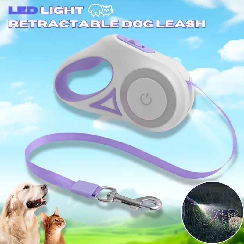 Retractable Dog Leash With RGB Lights For Night Walks