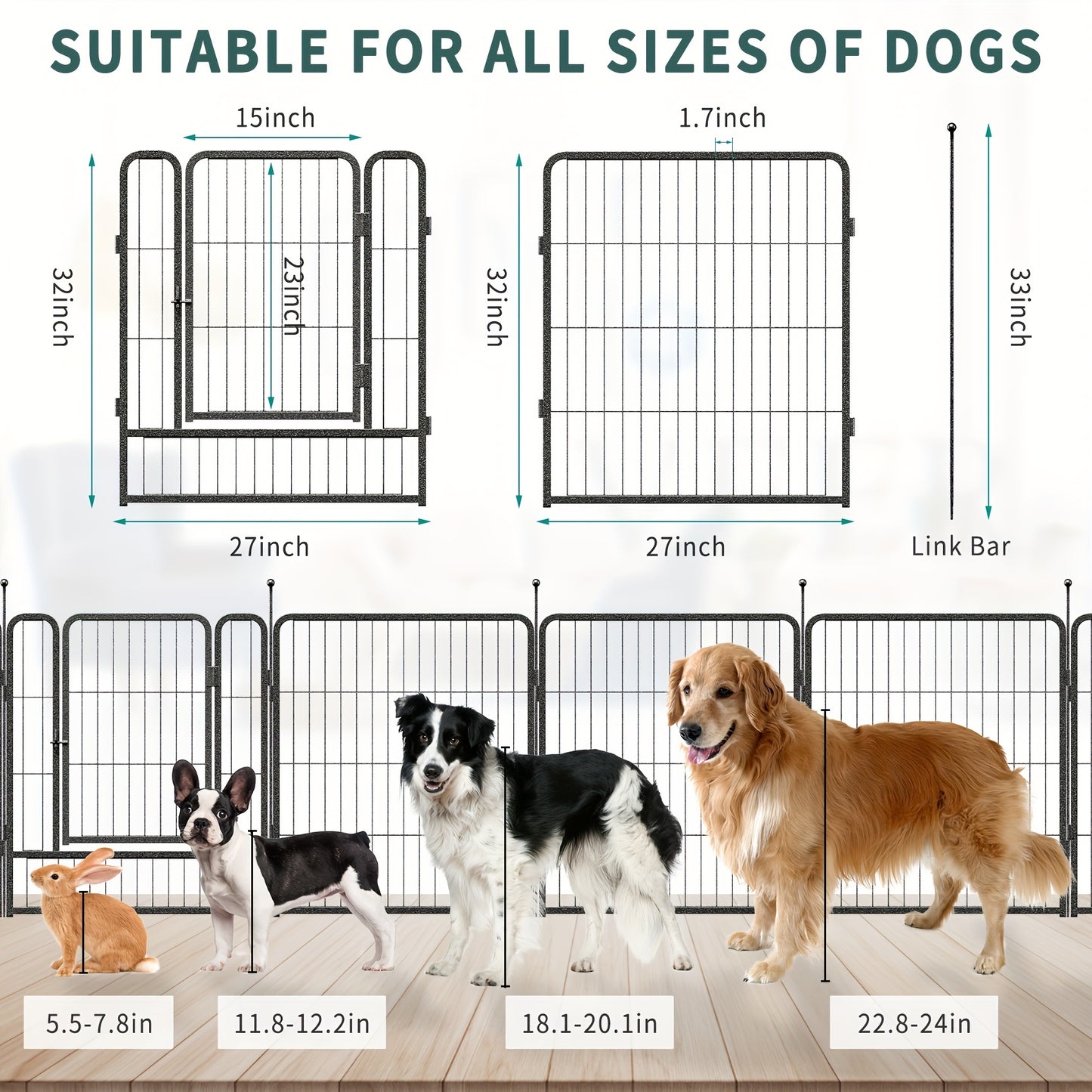 Indoor Outdoor Dog Cage and Decorative Fence for All Pets