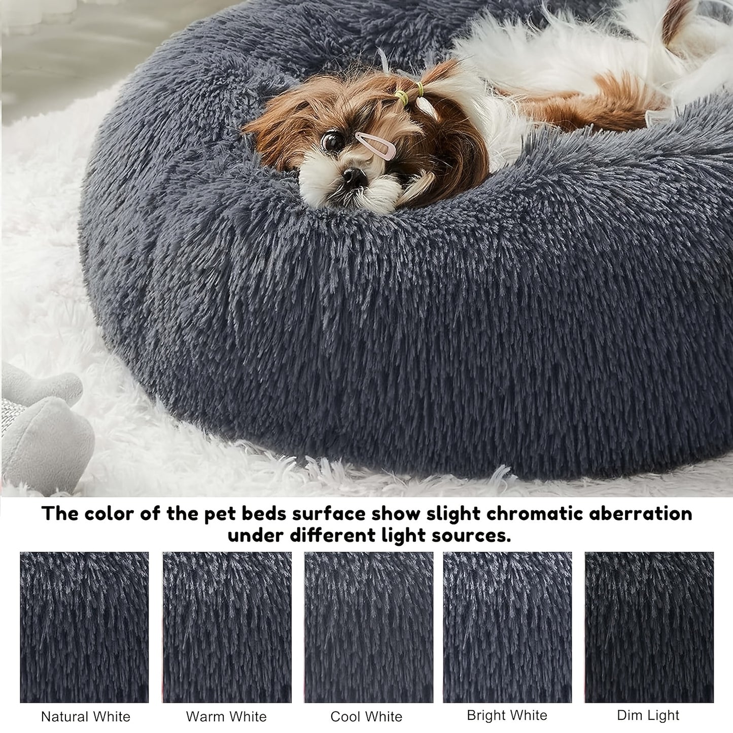 Plush Round Pet Bed - Warm Velvet Non-Slip Donut Bed