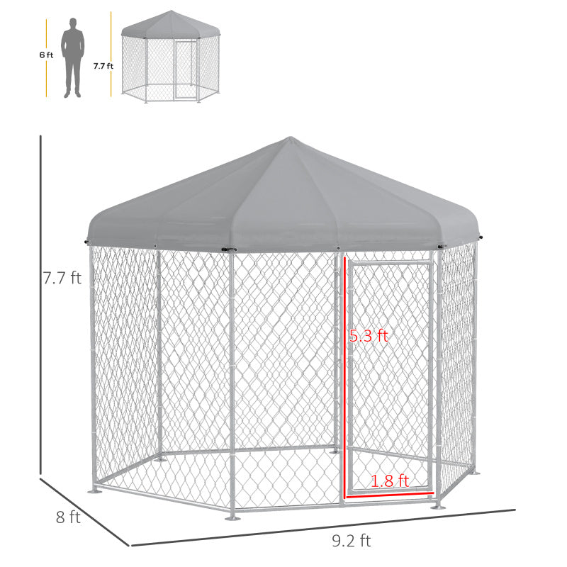Outdoor Dog Kennel with Waterproof Roof and Lockable Door