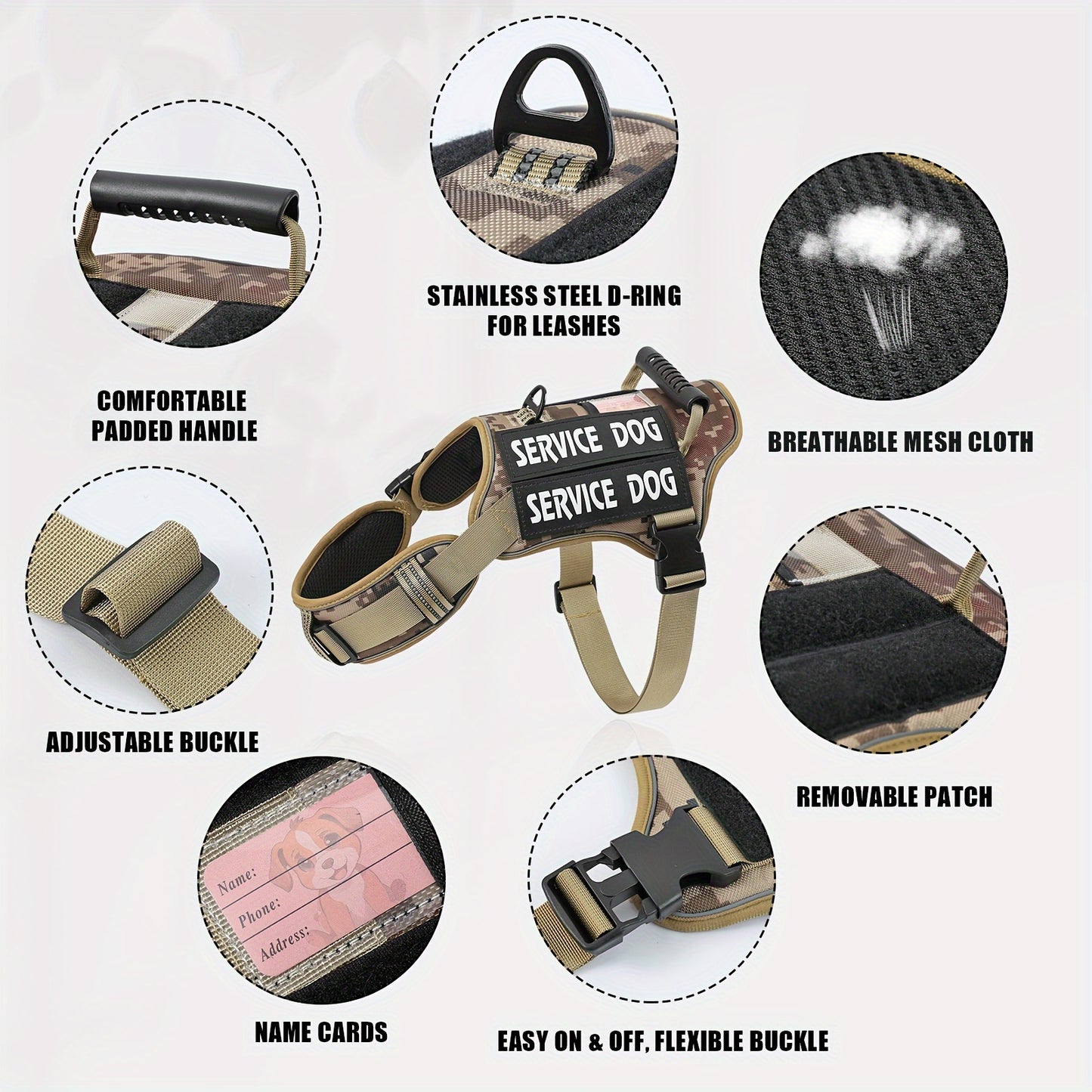 Adjustable Reflective Tactical Dog Harness for Training and Control