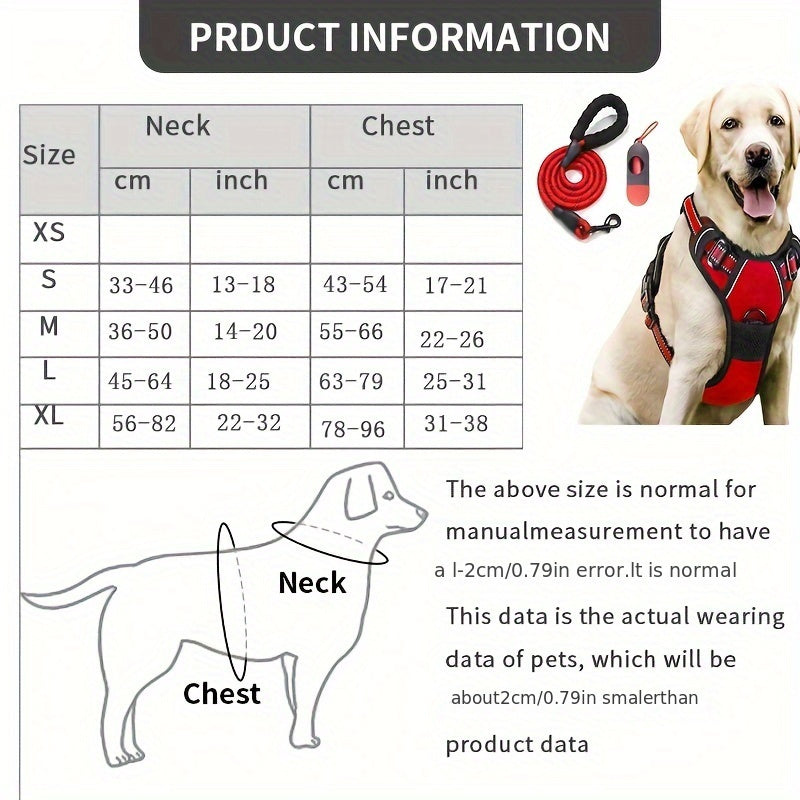 No Pull Dog Harness Set with Reflective Strips and Leash
