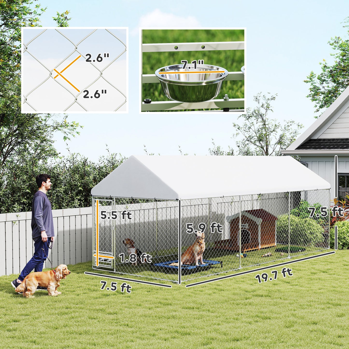 Heavy Duty Outdoor Dog Kennel with Secure Lock and Roof
