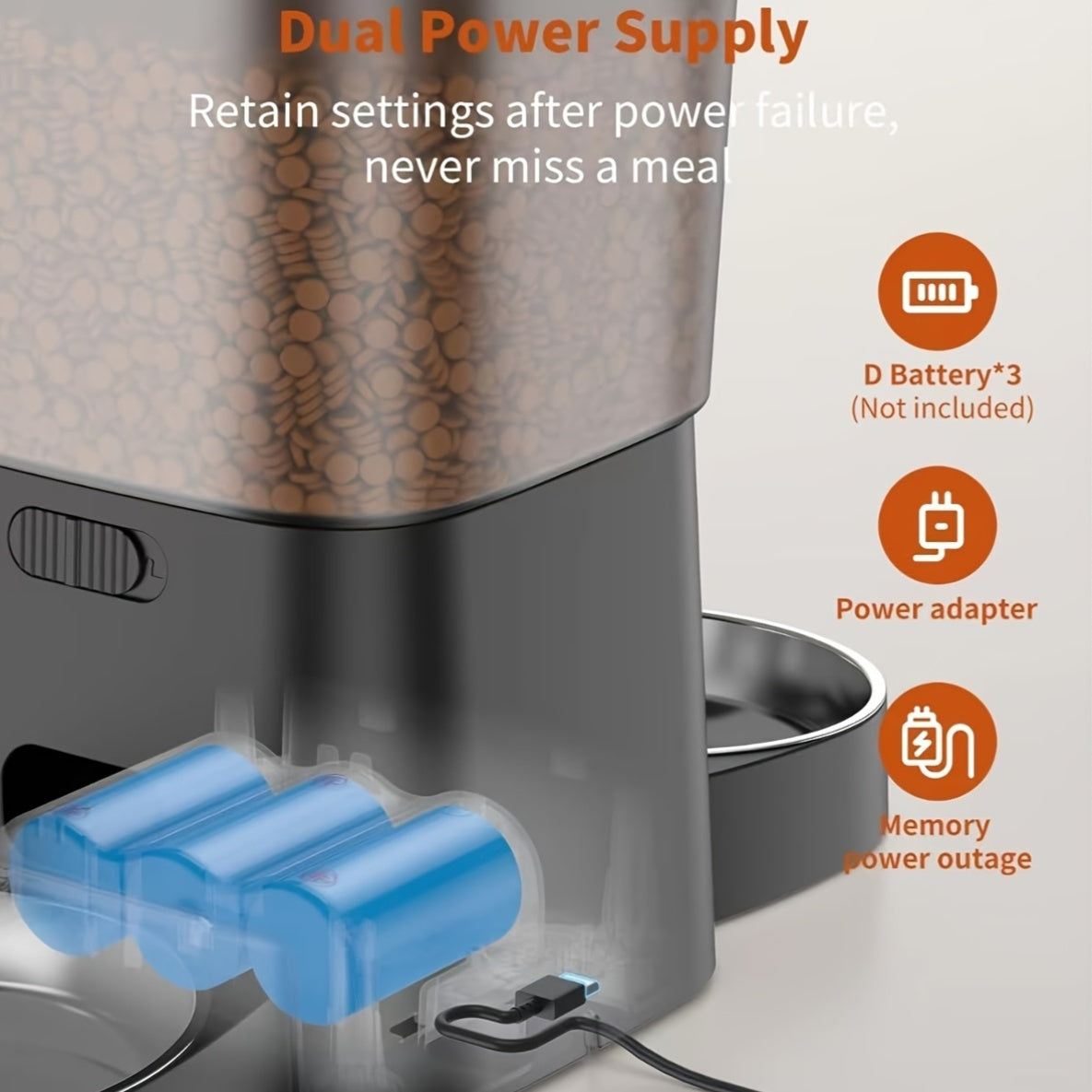 Automatic Cat Feeder With Double Bowls For Two Cats