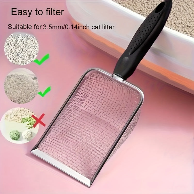 2pcs Extra Large Stainless Steel Cat Litter Scoop Durable Metal Pet Poop Shovel Efficient Filtration Tool