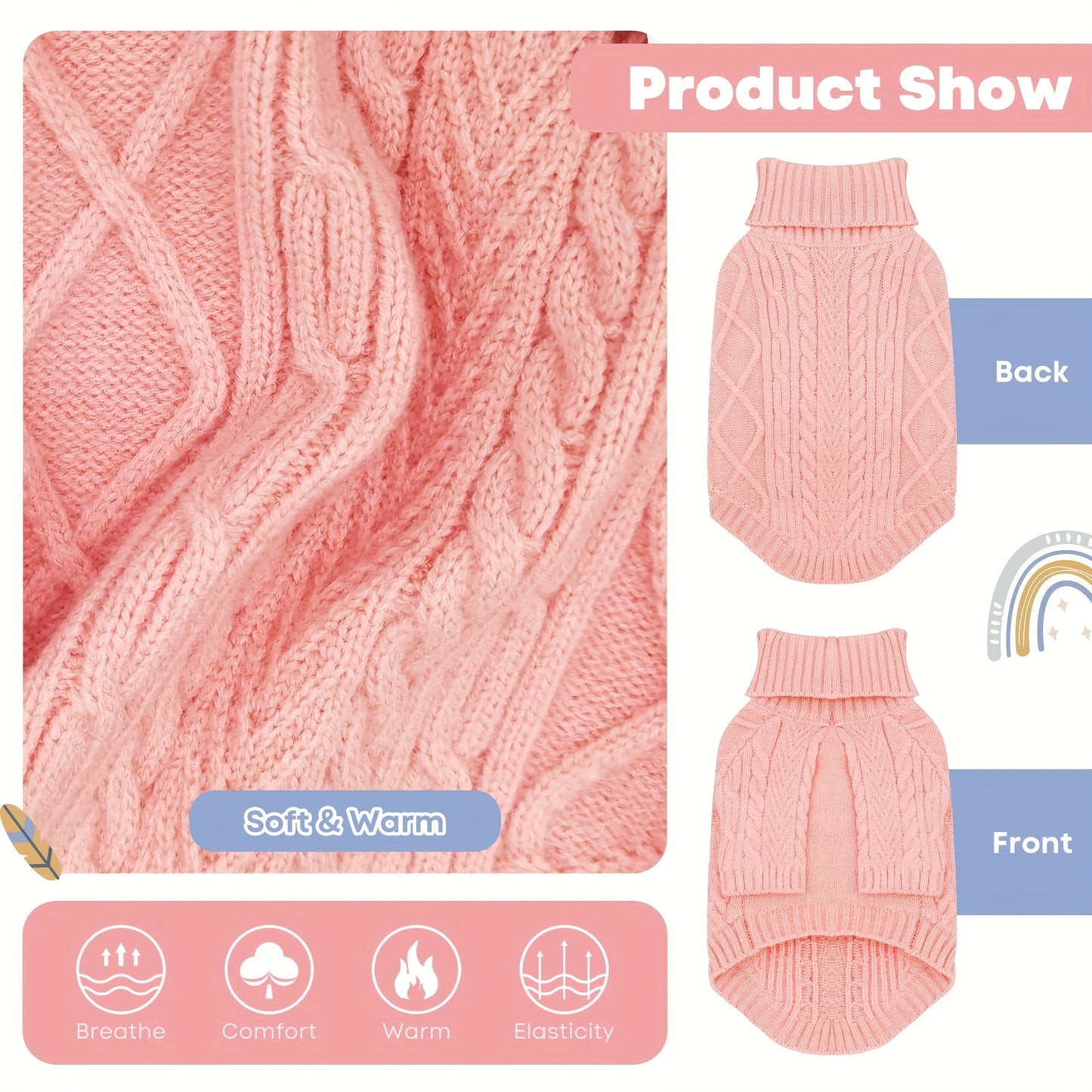Cozy Turtleneck Dog Sweater for Small and Medium Breeds