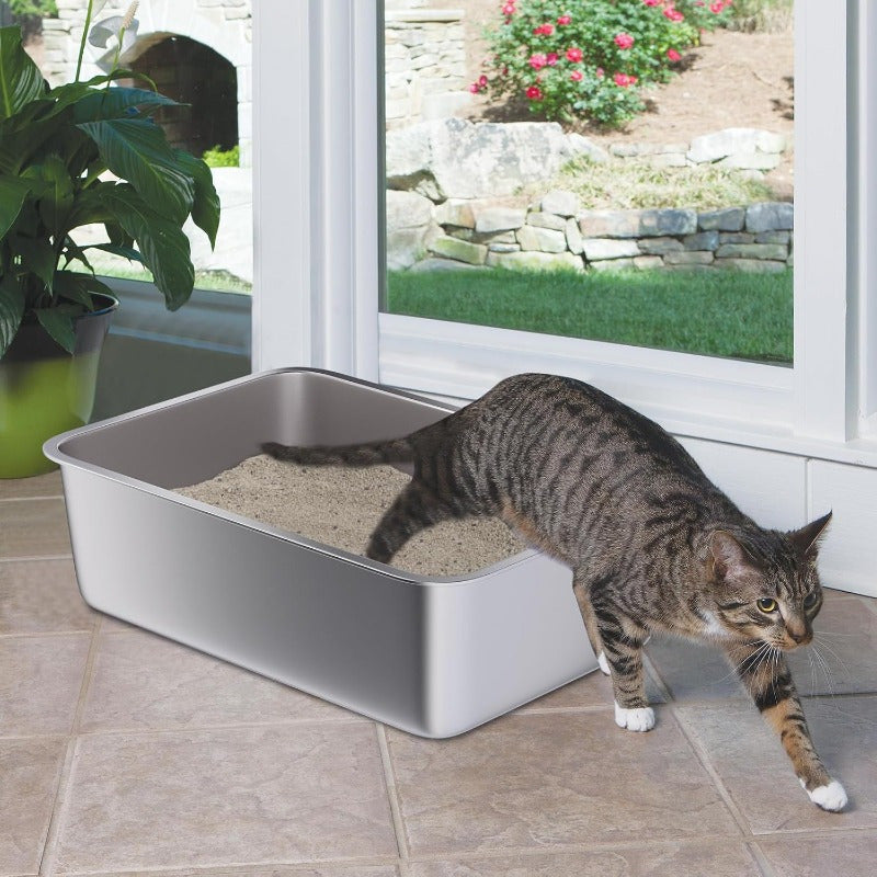Stainless Steel Cat Litter Box for Easy Cleanup and Odor Control