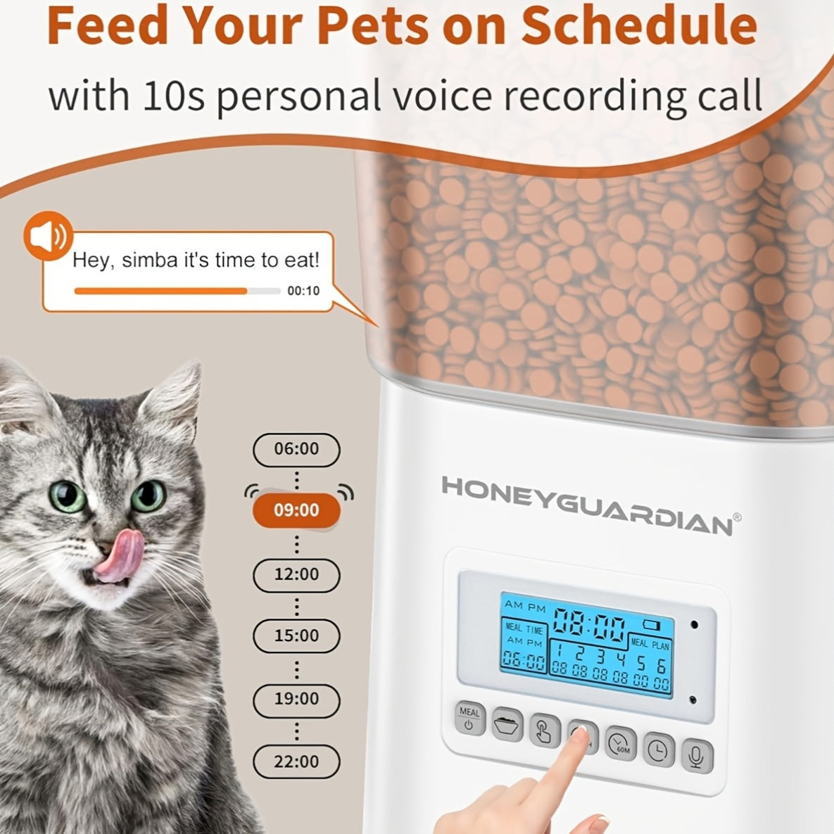 Automatic Cat Feeder With Double Bowls For Two Cats