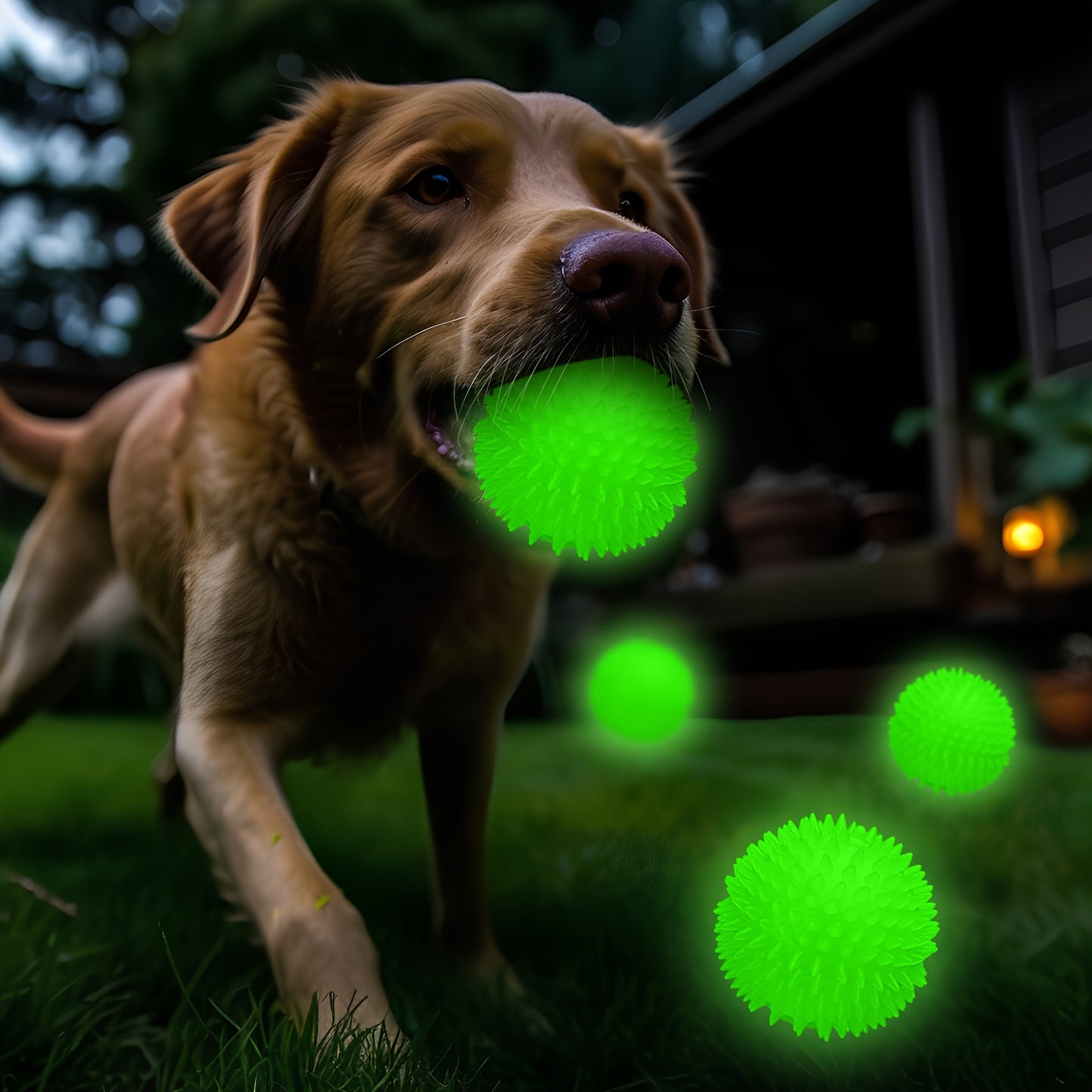 4pcs 3.15 Inch Glow In The Dog Balls Light Up Spiky Chew Toys
