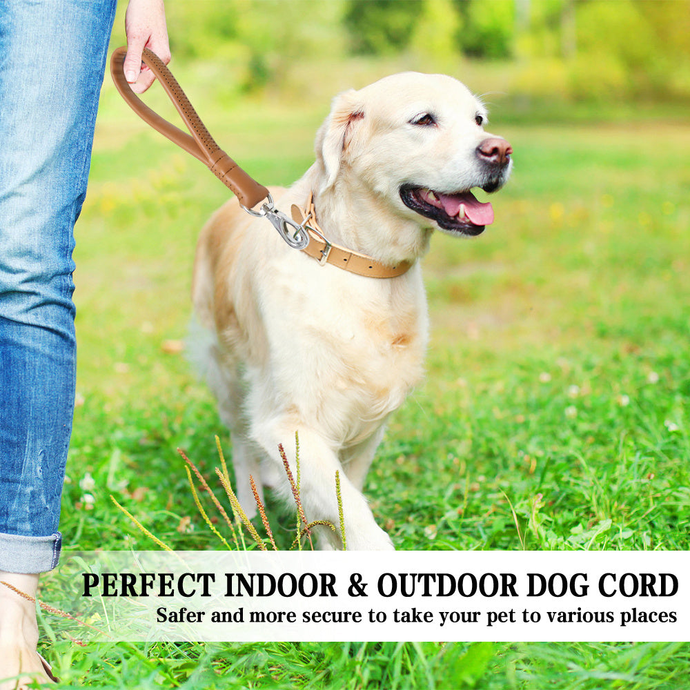 Vivicreate Short Leather Dog Leash for Large Medium Dogs