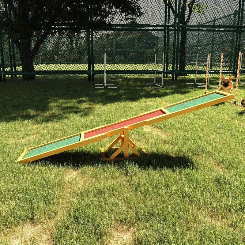 PawHut Wooden Dog Agility Seesaw Training Equipment 71"