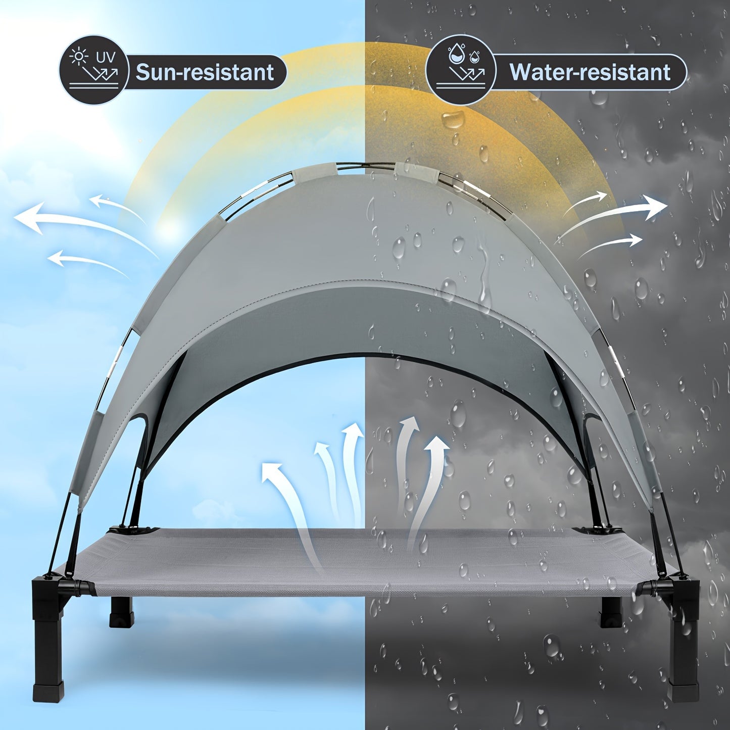 Elevated Outdoor Dog Bed With Canopy And Shade Tent