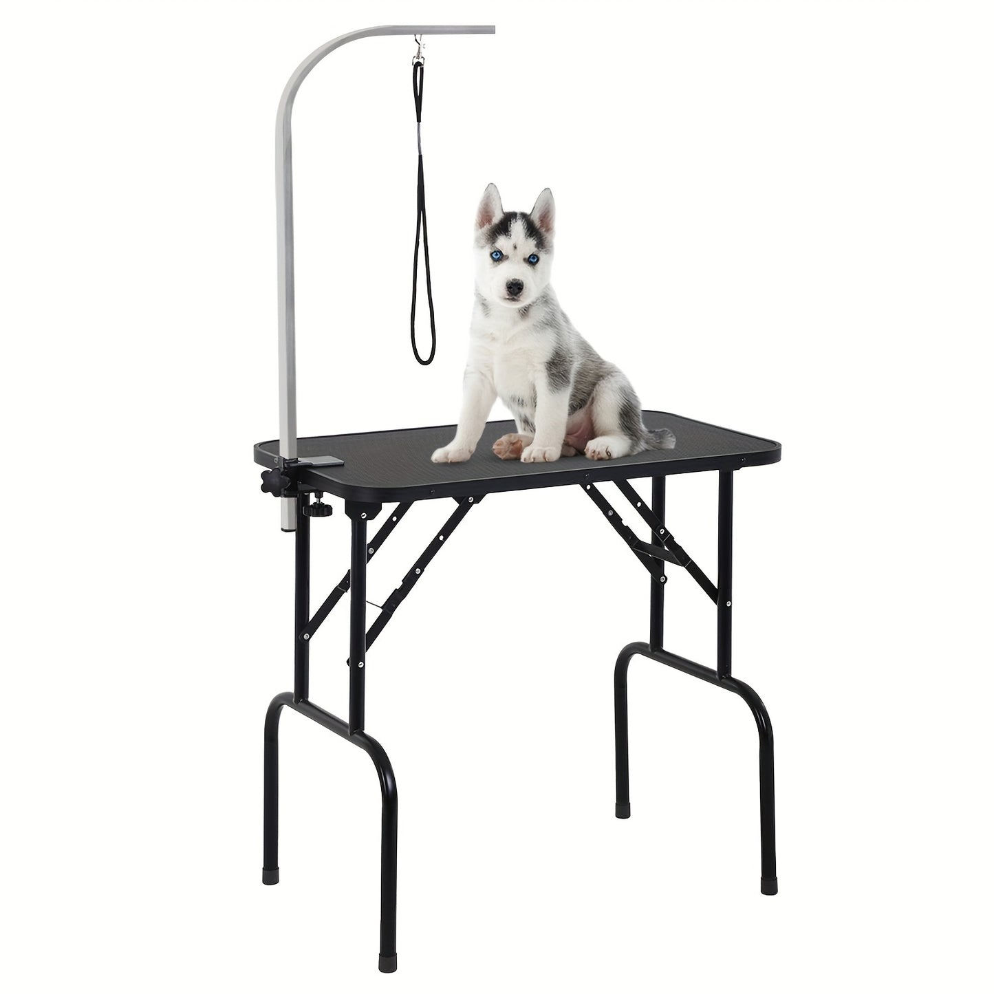 Dog Grooming Table Home Pet Bath Trimming Table Height Adjustable Foldable Portable Waterproof Rustproof Removable Ring