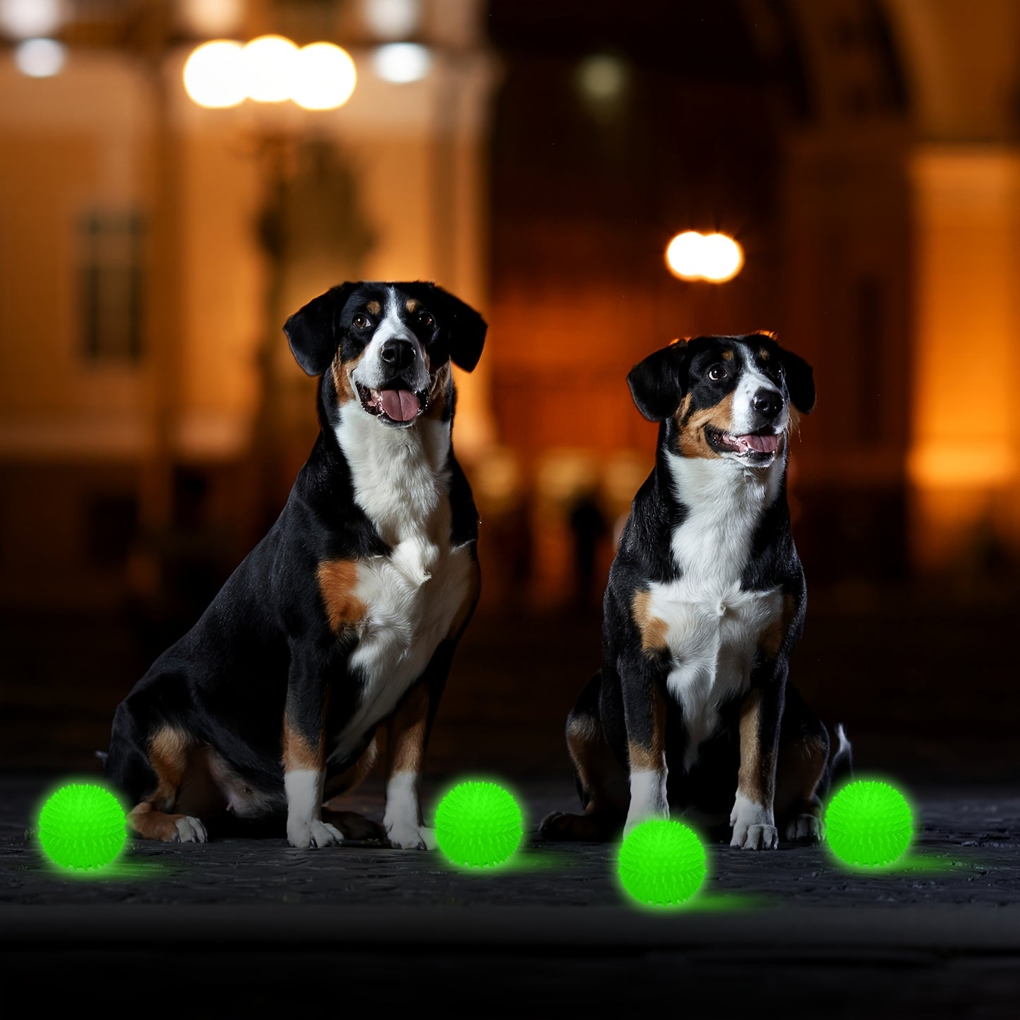 4pcs 3.15 Inch Glow In The Dog Balls Light Up Spiky Chew Toys