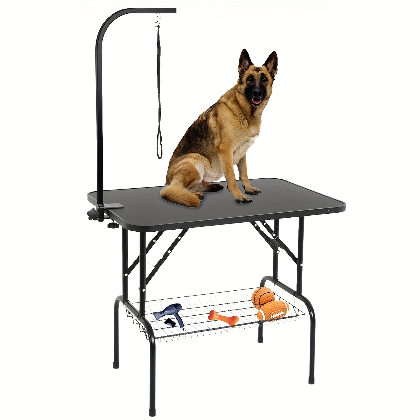 Dog Grooming Table Home Pet Bath Trimming Table Height Adjustable Foldable Portable Waterproof Rustproof Removable Ring