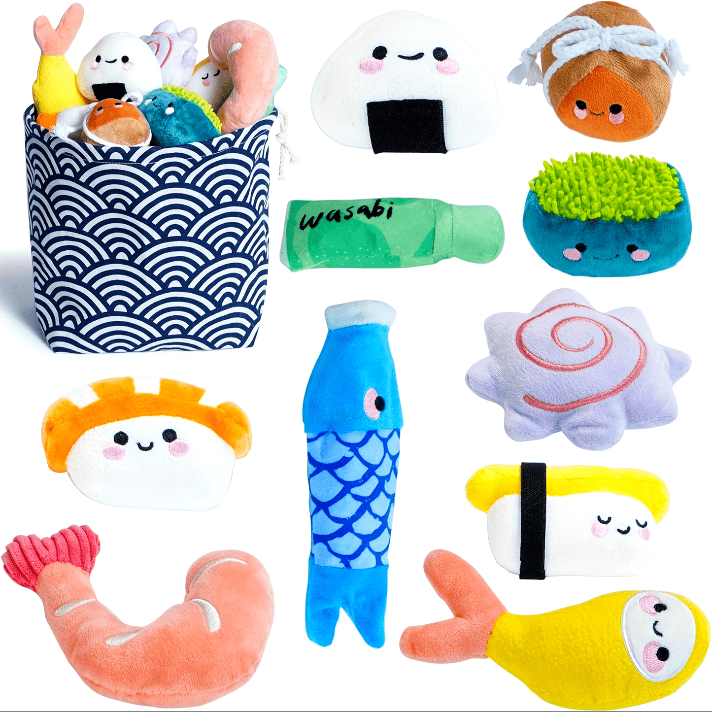 Nocciola Sushi Plush Dog Toys Set with Squeaky Chew Toys