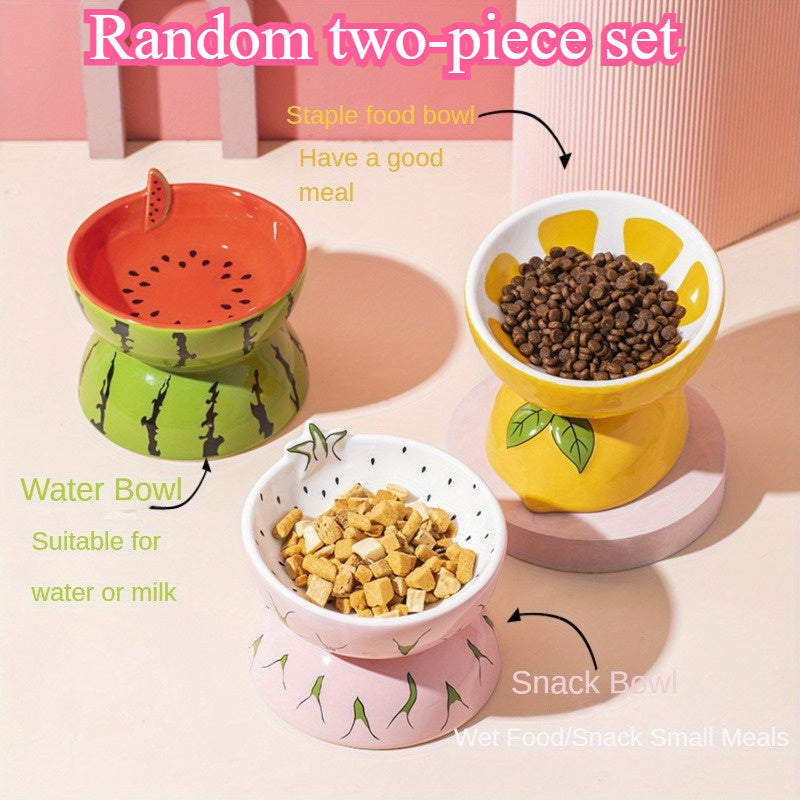 Random Two-Piece Set of Cat Bowls with Anti-Tipping Design