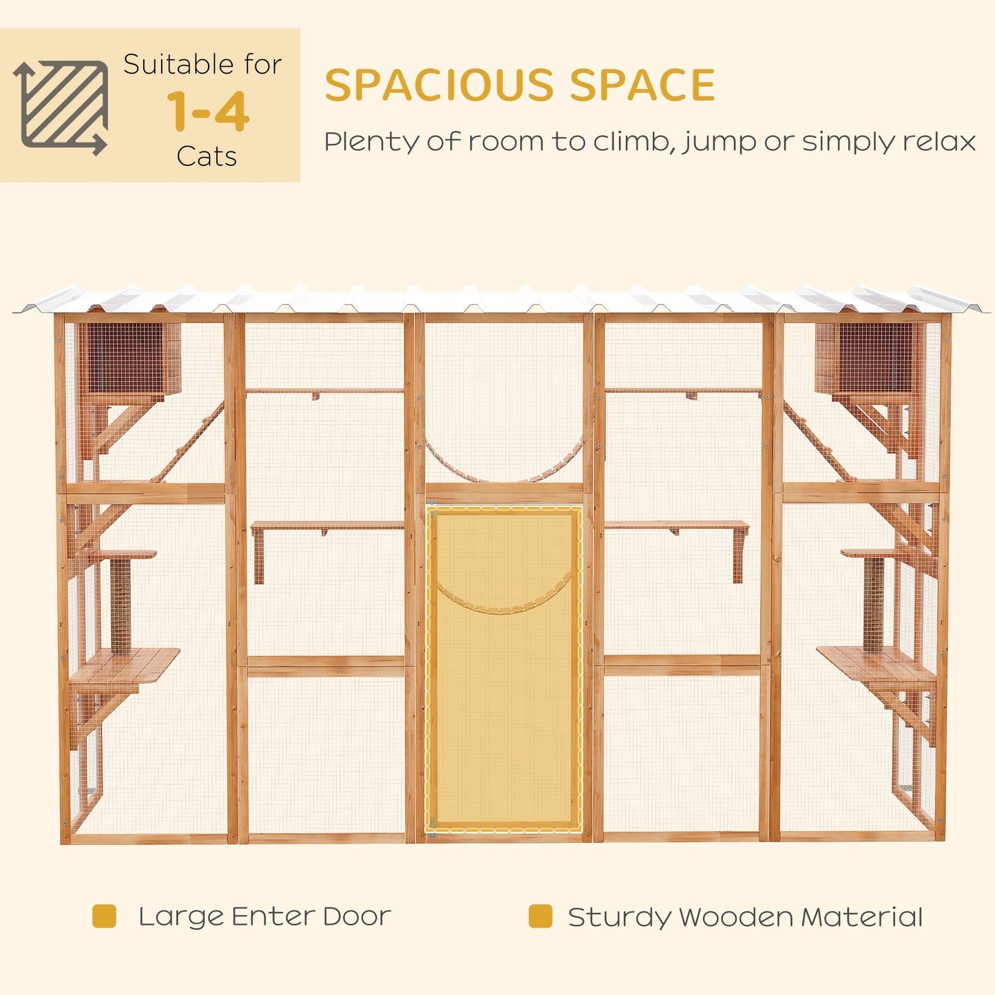 Outdoor Cat Catio Playground with Weather Protection and Shelves